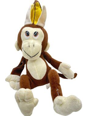 Imperfect Monkey Plush Toy Brown Peeled Banana 2011 Animal Soft Cuddly Adorable